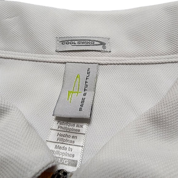 Page & Tuttle CoolSwing Golf Polo Solid White Yellow Shoulder Accent Women's L - Picture 5 of 7